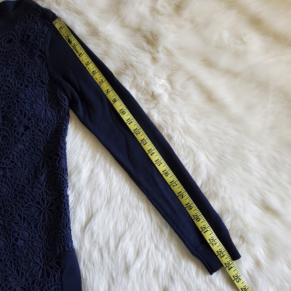 Lela Rose Navy Blue Lace and Cashmere Blend Sweater Size Small - Picture 12 of 12